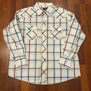 Plaid Wrangler Western Cowboy Shirt Pearl Snap Long Sleeve Size XXL
